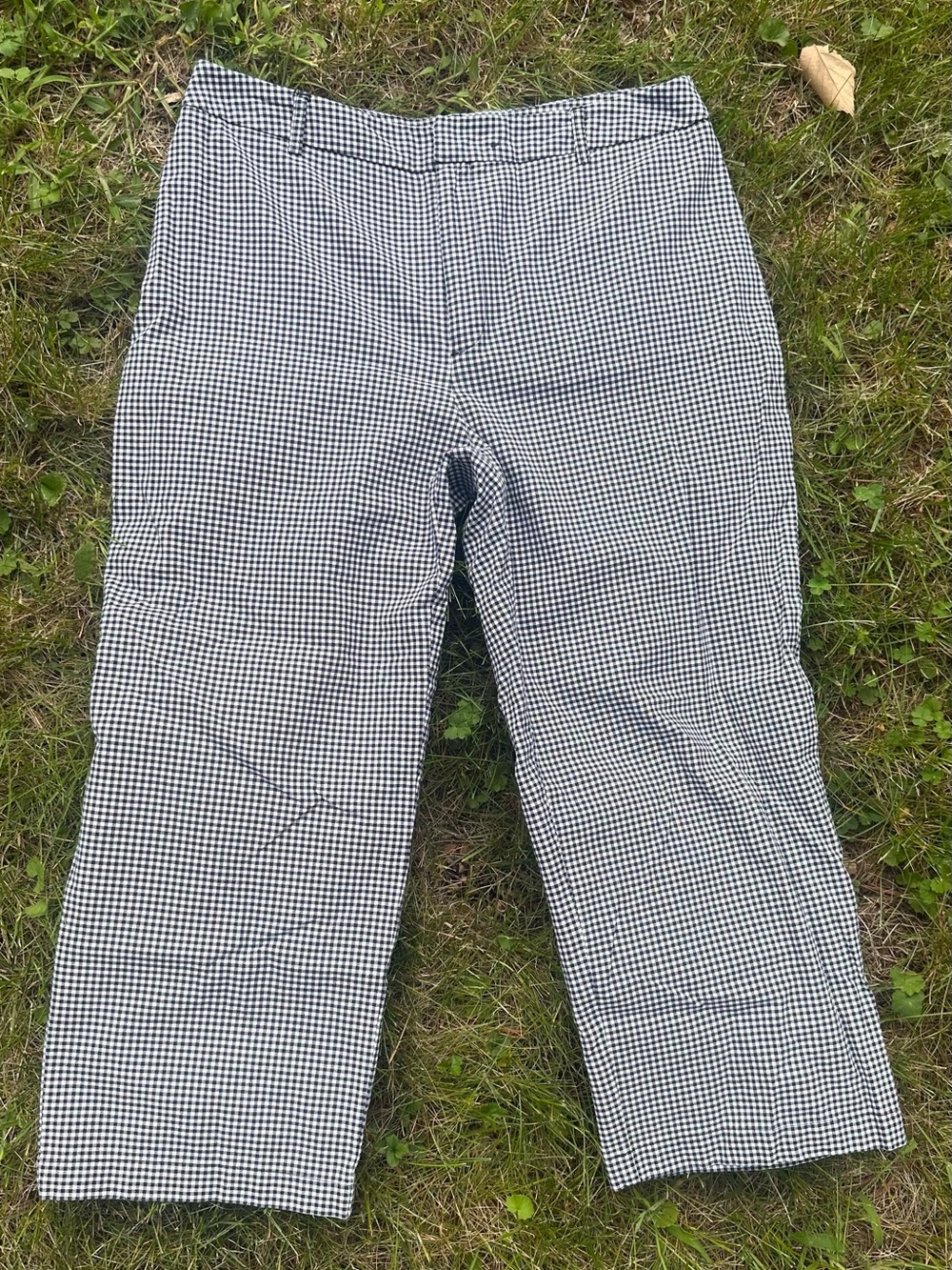90’s Mid-High Rise Gingham Cropped Capris croft & barrow Black and White